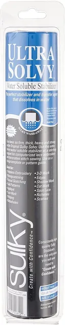 Sulky Ultra Solvy water-soluble stabilizer roll in its blue and clear package.
