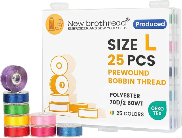 New brothread assorted-color Type L SA155 prewound bobbins.